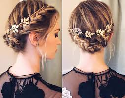 Side braided crown and low bun. Short Hair Hairstyle With Crown Novocom Top