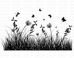 Grass Silhouette Wildflowers Svg Eps Dxf Png Vector File Herbs Pngio Grass Silhouette Silhouette Art Canvas Painting Diy