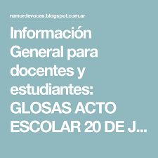 Todos juntos vamos a recordar la creacin de la bandera y tambin a manuel belgrano, una persona muy importante en nuestra historia. Informacion General Para Docentes Y Estudiantes Glosas Acto Escolar 20 De Junio Dia De La Bandera Proyectos De Educacion Escolares