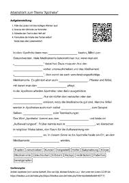 Arbeitsblatt Mit Luckentext Zum Thema Apotheke Arbeitsblatter Lernen Aufgabenstellung