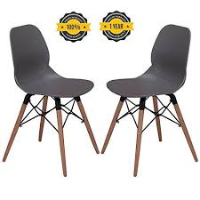 Ottiti Modern Dining Chairs Set 2 Pieces Elegant Ergonomic Style W Wooden Legs 2 Pieces Grey Dining Chairs Mid Century Dining Chairs Chair