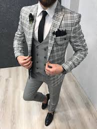 Our extra slim fit collection is our most skinny fit suit. Buy Gray Slim Fit Plaid Wool Suit By Gentwith Com With Free Shipping Fashion Suits For Men Designer Suits For Men Suits Men Slim