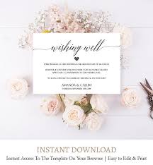 Elegant Wishing Well Printable Template Editable Well Wishes Etsy Diy Wedding Invitations Templates Printable Wedding Invitations Editable Cards