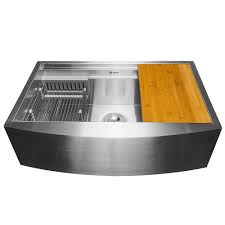 German engineered stainless steel sinks faucets canadian made silgranit kitchen sinks. Akdy Handcrafted Apron Undermount 33x22x9 Curved Front Kitchen Sink In Stainless Steel Wit The Home Depot Canada