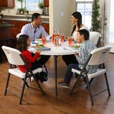 They will not crack, chip or peel, and are built for indoor and outdoor use. Lifetime 48 Inch Round Fold In Half Table Almond Walmart Com Walmart Com
