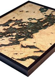 lake winnipesaukee 3 d nautical wood chart 24 5 x 31 dark frame