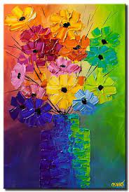 Us 169 frameless digital painting by number colorful flower vase acrylic paint abstract modern wall art canvas painting for home decor in painting. Painting For Sale Colorful Abstract Flowers In A Vase Modern Palette Knife 6204