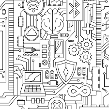 Lovely girls with a halo over their heads, boys with curly hair, lovely babies with wings, and even animals. Technology Themed Adult Coloring Book Page Illustration Or Graphics Contest 99designs