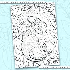 You might also be interested in coloring pages from mermaid category. Printable Lionfish Mermaid Coloring Page Evy Benita