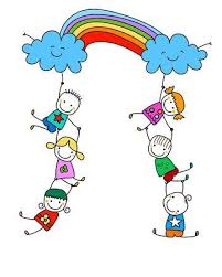Des Enfants Heureux Avec Arc En Ciel Disegni Bambini Logo Bambini Disegno Per Bambini
