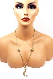 Long Mid Century Vintage Tassel Necklace, Gold Tone
