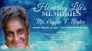 Celebration of Life for Ms. Peggie F. Myles