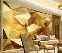 Custom Photo Wallpaper 3d Stereo Abstract Space Golden Geometry Mural Modern Art Creative Li Decoracao Da Sala De Jantar Decoracao Sala De Tv Decoracao Da Sala
