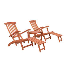 Vifah Malibu 3 Piece Wood Outdoor Chaise Lounge V1802set4 The Home Depot Outdoor Chaise Lounge Outdoor Chaise Patio Chaise