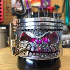 Hand Carved Harley Davidson Motorcycle Piston For Display Decor Man Cave Skull Ebay Decor Display Hand Carved Metal Art