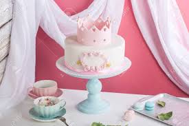 Facebook gives people the power to share and makes the world more open and connected. Cute Pink Cake With A Crown On The Table With Cups To The Birthday For A Princess Stock Photo Picture And Royalty Free Image Image 83265413