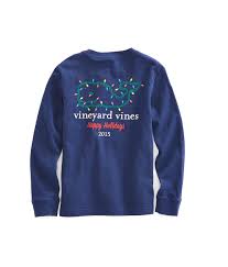 All prepped for the holidays! Shop Boys Long Sleeve Holiday Lights Whale Pocket T Shirt At Vineyard Vines