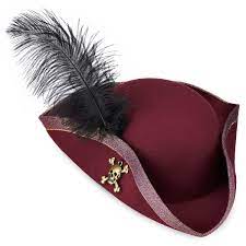 The ribbons create a pocket that the bundle slides into between the crown and the brim, and you pull the front ribbon through and tie over top of the cocking ribbons. Disney Pirate Hat Pirates Of The Caribbean With Feather