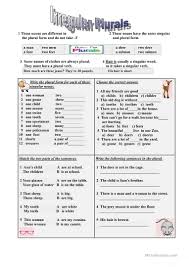 Irregular Plurals English Esl Worksheets Plurals Irregular Plurals Nouns And Verbs