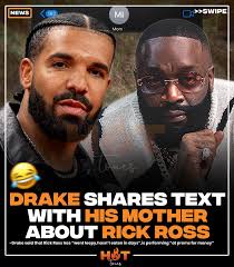 Drake shares texts with his mother about Rick Ross😂 He said Rick Ross has  “went loopy, hasn't eaten in days”, is performing “at proms for money” and  not to worry “we'll handle