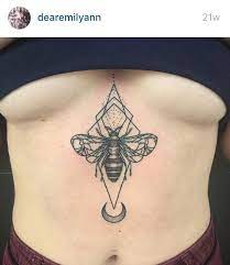 Geometric Bee Sternum Tattoo Artist Emily Ann Insta Dearemilyann Sternum Tattoo Triangle Tattoos Tattoos