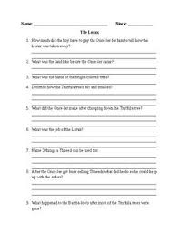 Dr Seuss The Lorax Movie Questions High School Resume Resume Writing Resume
