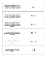 Algebra Expression Matching Game Algebraic Expressions Math Expressions Algebra Resources