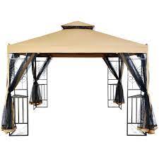 Lch 10 X 10 Ft Outdoor Gazebo 2 Tier Soft Top Canopy Heavy Duty Steel Frame Sun Shelter With Zippered Mosquito Netting Be Outdoor Gazebos Gazebo Patio Gazebo
