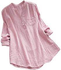 5 out of 5 stars. Amazon Com Anboo Cotton Linen Shirts For Women Stand Collar Long Sleeve Casual Loose Tunic Tops T Shirt Blouse Cotton Linen Tops Xl Pink Home Kitchen