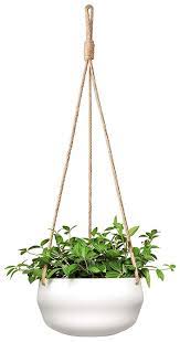 mkono modern ceramic hanging planter for indoor plants porcelain plant holder 8 inch geometric fl planters best time to do baskets