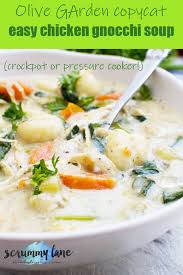 Continue simmering until the soup is heated through. Easy Crockpot Chicken Gnocchi Soup Olive Garden Copycat With Pressure Cooker Version Scrummy Lane