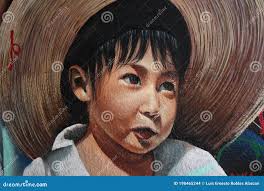 Mural of a Boy with Indigenous in the City Stock Illustration