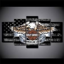 Harley Davidson Bar And Shield With Eagle And Black And White American Flag As Backdrop Harley Davidson Signs Harley Davidson Painting Harley Davidson Art