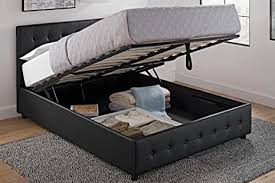 Order today for free delivery (available in many uk postcodes). Amazon Com Dhp Cambridge Upholstered Faux Leather Platform Bed With Wooden Slat Support And Under Bed Storage Button Tufted Headboard Full Size Black Furniture Decor