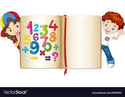Boy And Girl Behind Math Book Vector Image On Vectorstock Math Books School Wall Art Islamic Kids Activities