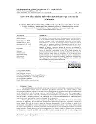 3 renewable energy policy, malaysia. Pdf A Review Of Available Hybrid Renewable Energy Systems In Malaysia