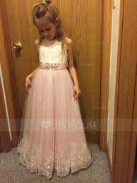 M Jjshouse Com Reviews Ball Gown Floor Length Flower Girl Dress Satin Tulle Lace Sleeveless Scoop Neck With Rhinestone 010 Ball Gowns Dresses Beautiful Dresses