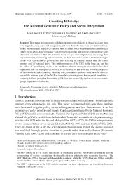 Malaysian indian transformation unit (mitra). Pdf Counting Ethnicity The National Economic Policy And Social Integration Kee Cheok Cheong Academia Edu