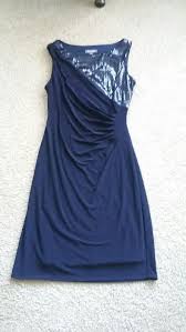 Roz Ali Sequined Navy Blue Cocktail Dress Size 12 Fashion Clothing Shoes Accessories Womensclothing Dresses Ebay L Blue Cocktail Dress Dresses Fashion