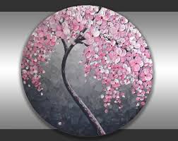Black And White Cherry Blossom Wall Art Red Cherry Blossom Tree Painting Large Impasto Abstract Art Etsy Tree Painting Abstract Tree Painting Cherry Blossom Tree