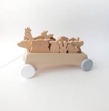 Wooden Pull Along Wagon Personalized Toy Pull Along Cart On Etsy Wooden Toys Toy Wagon Wooden Push Toys