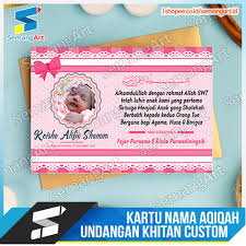 Tasmiyah (memberi nama bayi) boleh dilakukan di hari pertama. Cetak Undangan Kartu Nama Bayi Aqiqah Khitanan Desain Custom 6x10 Shopee Indonesia