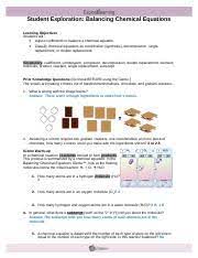 The purpose of balancing chemical equations is to make sure the same number of each element exist as reactants and products. Balancingchemequationsse Student Exploration Balancing Chemical Equations Learning Objectives Students Will Adjust Coefficients To Balance A Chemical Course Hero