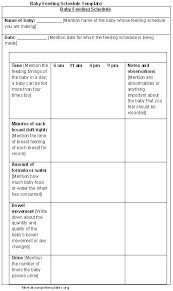 Infant Daily Schedule Template Bunnycamp Info