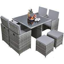 Underneath the clear glass table top is a beautifully woven rattan table. Rattan Cube 10 Seater Off 61