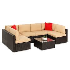 Christopher knight adjustable outdoor chaise lounge 294919. Best Choice Products 7 Piece Modular Outdoor Conversational Furniture Set Wicker Sectional Sofas W Cover Brown Tan Walmart Com Walmart Com