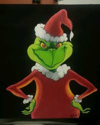 The Grinch Drawing Materials Used Prismacolor Markers Black Acrylic Paint Gra Christmas Paintings Christmas Paintings On Canvas Christmas Art Projects