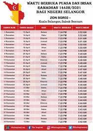 Di sini kami sediakan jadual waktu berbuka puasa dan imsak tahun 2018 bagi negeri selangor untuk memudahkan urusan kalian. Jadual Waktu Berbuka Puasa Dan Imsak Negeri Selangor 2021