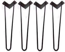 Hairpin Legs Set Of 4 50 Cm Black Hairpin Table Desk Legs 12mm 2 Rod Free Wood Screws And Clip On Protectors Included Wood Screws Hair Pins Hairpin Legs