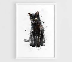 Black Cat Art Print Black Kitten Poster Animals Illustration Animals Poster Black Home Decor Wall Art Print Of Origin Cat Art Print Black Cat Art Cat Art